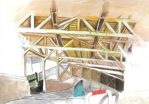 上から見た滝坂の階段